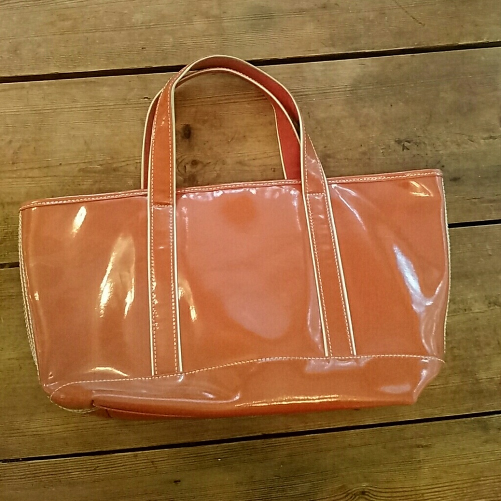 Orange patent leather tote EUC